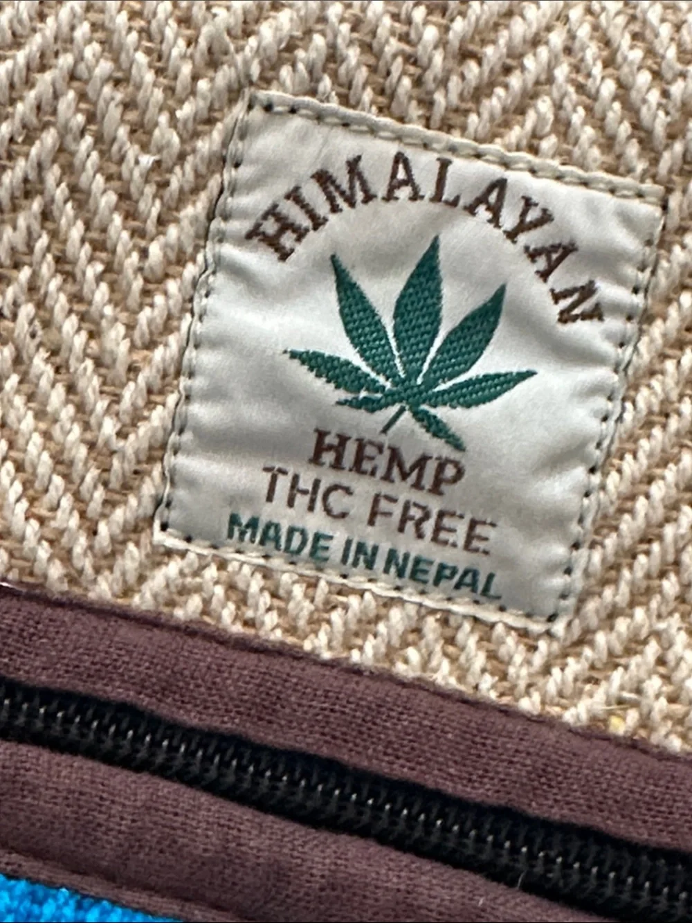 Himalayan Hemp Turquoise & Brown Woven Backpack